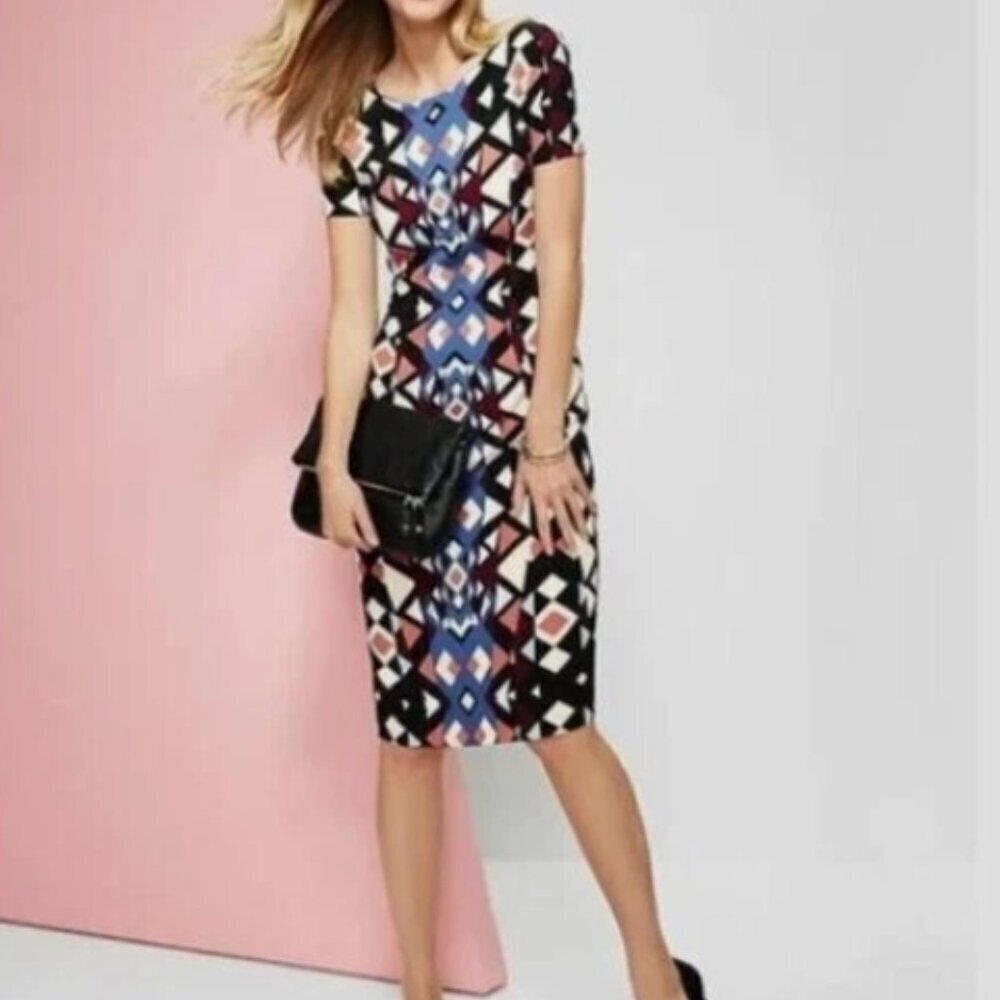 Talbots Women's Geometric Print Sheath Dress Size 4P